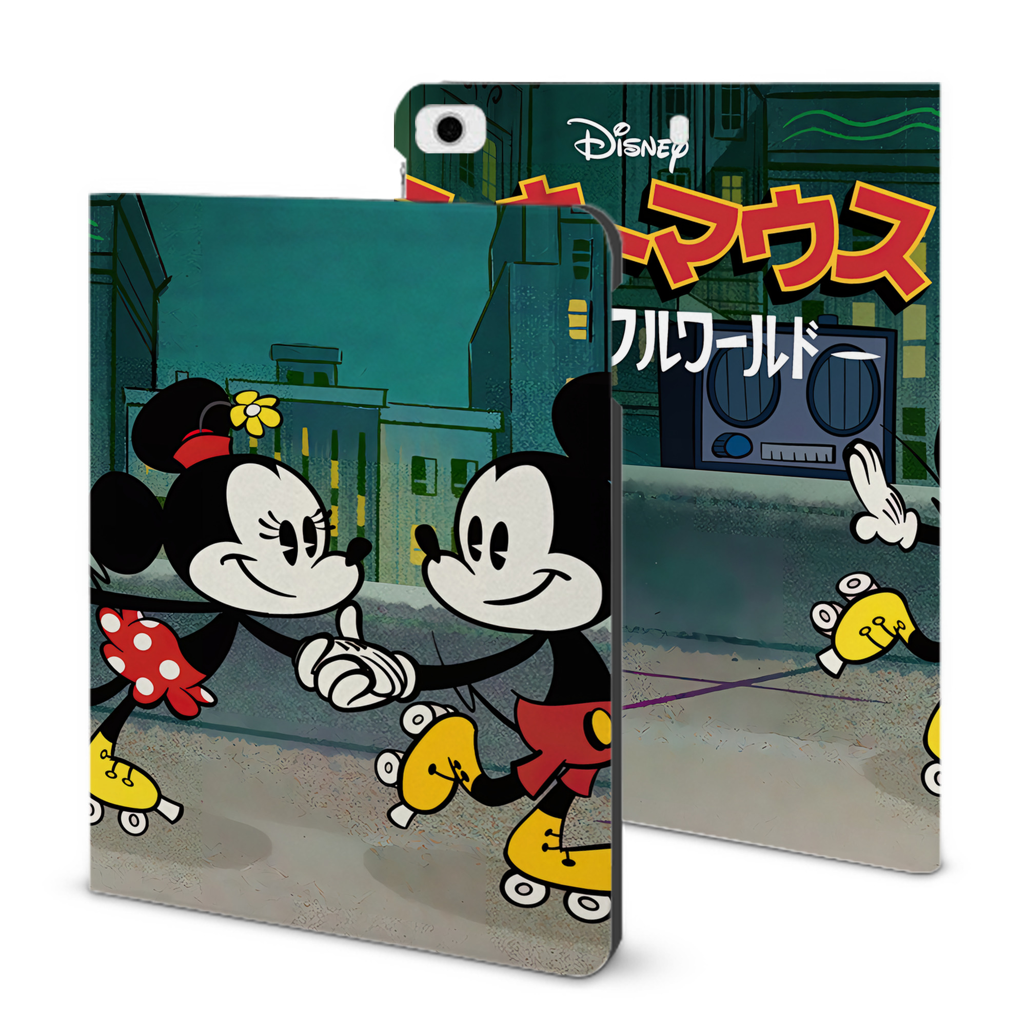 （画像用） ミッキーマウス Mickey Mouse IPad ケース ブック型 PUレザー TPU 耐衝撃 軽量 薄型 ペン収納なし 全面保護 IPad 各モデル対応